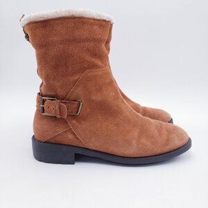 Cole Haan Quiana Bootie Womens Size 8 British Tan Brown Suede Waterpoof Boots